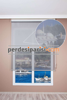 Gri Düz Çiftli Tül Stor Perde