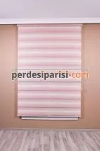 Ekru Pudra Renkli Plise Zebra Perde