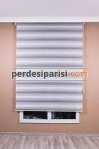 Gri Füme Renkli Plise Zebra Perde