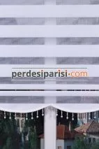 Mat Beyaz Bambu Zebra Perde