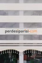 Mat Ekru Geniş Plise Zebra Perde