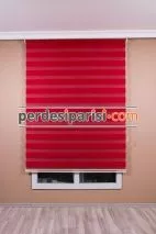 Mat Kırmızı Bambu Zebra Perde