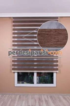 Mat Koyu Bej Bambu Zebra Perde