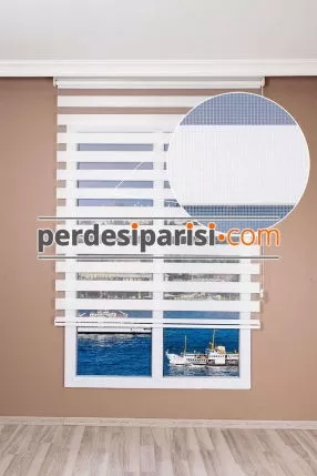 Beyaz Bambu Zebra Perde