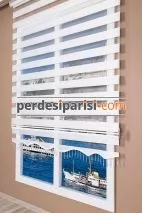 Beyaz Bambu Zebra Perde