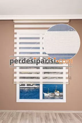 Ekru Bambu Zebra Perde