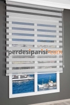 İpeksi İndigo Gri Bambu Zebra Perde