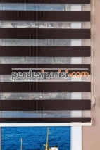 İpeksi Kahverengi Bambu Zebra Perde