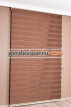 Gelincik Kızıl Bej Bambu Zebra Perde