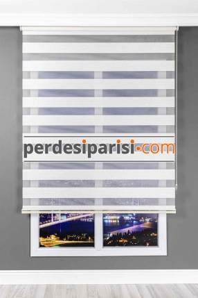 Aria Bej Sim Çizgili Mikro Plise Zebra Perde