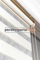 Bahama Krem Çizgili Bambu Zebra Perde
