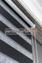 Bahama Siyah Çizgili Bambu Zebra Perde