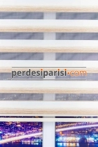 Vinda Ekru Bej Çizgili Bambu Zebra Perde