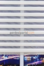 Mabel Ekru Çizgili Bambu Zebra Perde
