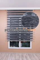 Gelincik Antrasit Bambu Zebra Perde